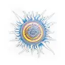 flaming sun Mandela  tattoo design idea