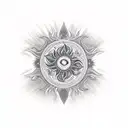 flaming sun Mandela  tattoo design idea