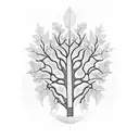 A blackwork tattoo of a tree with each branch bearing a different fruit of the spirit, symbolizing the client's belief in the power of love, joy, and self-control. tattoo design idea