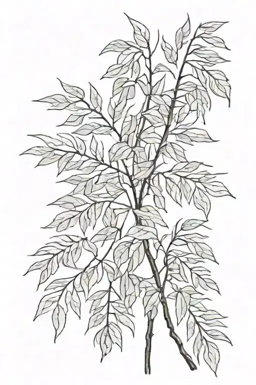 willow tree leaves tattoo design idea