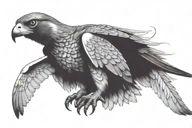 falcon diving arrow pointer tattoo design idea