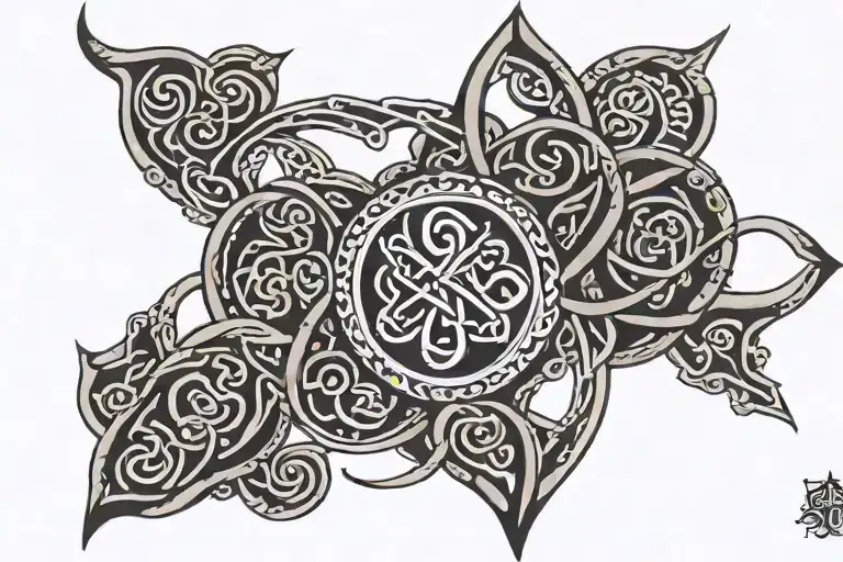 Base is a Celtic n Symbol: Serch Bythol shoukd be combined with a heart and wired iron  tattoo design idea