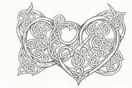 Base is a Celtic n Symbol: Serch Bythol shoukd be combined with a heart and wired iron  tattoo design idea