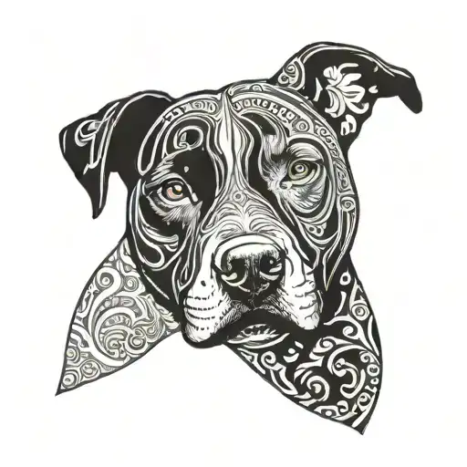 pitbull with yin yang pattern tattoo design idea