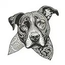 pitbull with yin yang pattern tattoo design idea