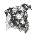 pitbull with yin yang pattern tattoo design idea