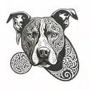 pitbull with yin yang pattern tattoo design idea