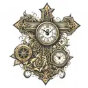 three crosses and clock  tattoo design idea