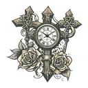 three crosses and clock  tattoo design idea