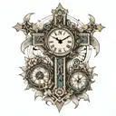 three crosses and clock  tattoo design idea