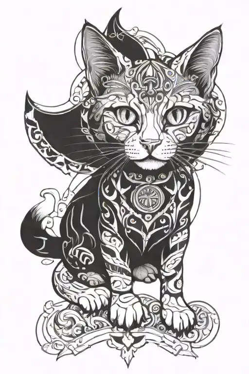 guardian cat tattoo design idea