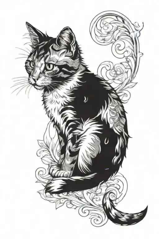 my old deceased cat watching over me tattoo design idea