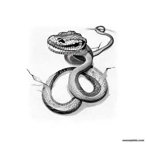  broken shackle turning into snake tattoo design idea