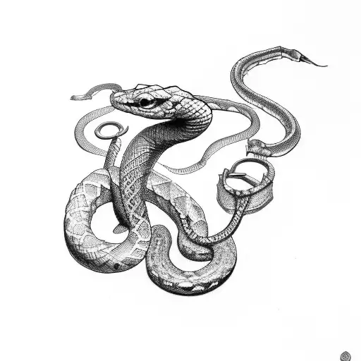  broken shackle turning into snake tattoo design idea