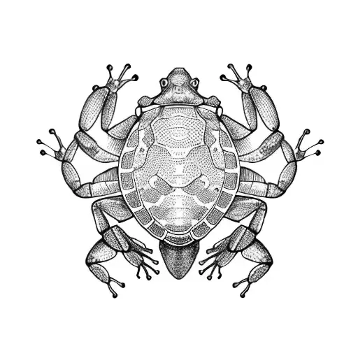 Blackwork "Scorpion Frog Turtle" Tattoo Idea BlackInk AI