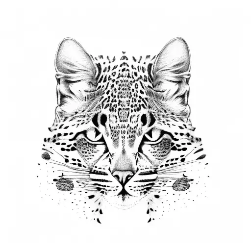 half leopard half cat tattoo design idea
