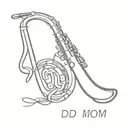 an empty saxophone with the letters TM P D M on it tattoo design idea