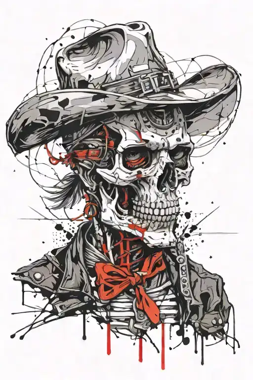 skull cowboy,apachy tattoo design idea