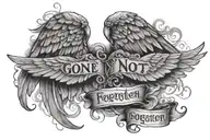 wings with words 'gone but not forgotten' tattoo design idea