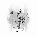 jay bird, musical notes  tattoo design idea