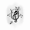 jay bird, musical notes  tattoo design idea