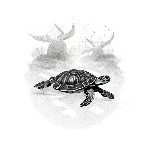 turtle standing on hind legs with arm around ammunition tattoo design idea