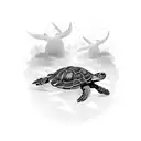 turtle standing on hind legs with arm around ammunition tattoo design idea