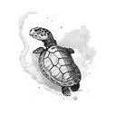 turtle standing on hind legs with arm around ammunition tattoo design idea