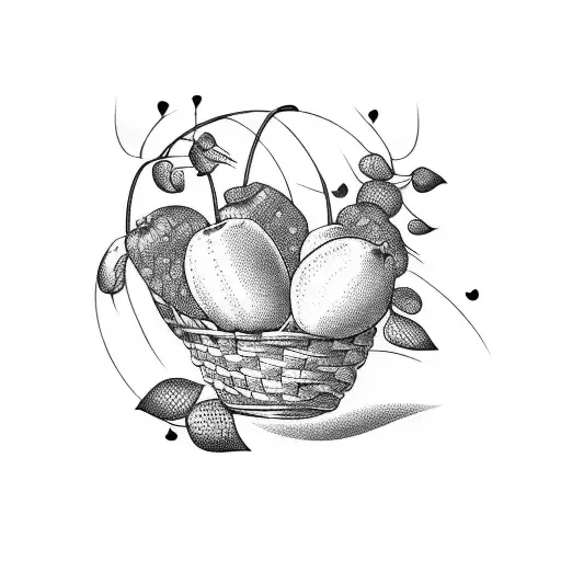 fall fruits in a basket tattoo design idea