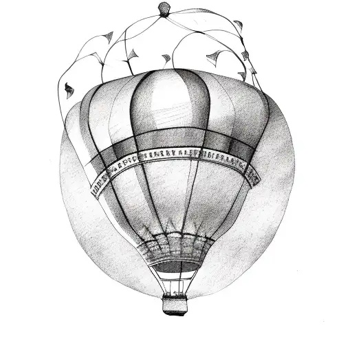 decorated hot air balloon tattoo design idea