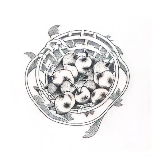fall fruits in a basket tattoo design idea