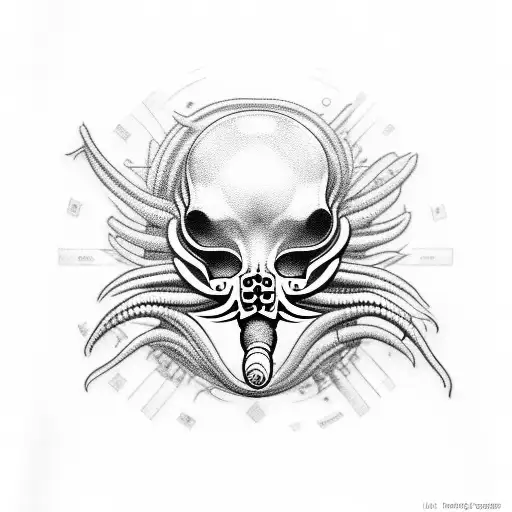 h. r gigger facehugger tattoo design idea