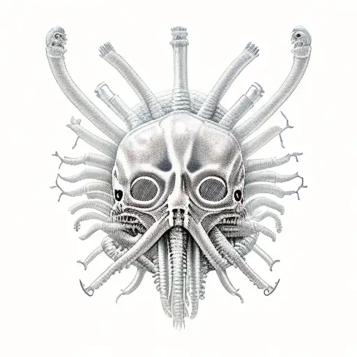 h. r gigger facehugger tattoo design idea