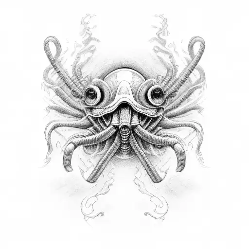 h. r gigger facehugger tattoo design idea