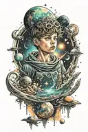 lost boy trying to find his way in the universe tattoo design idea