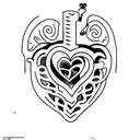 heart halfway through portal tattoo design idea