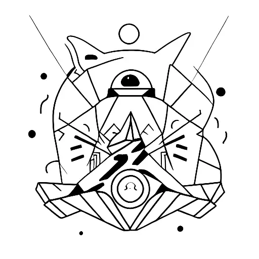 cat abduct by ufo tattoo design idea