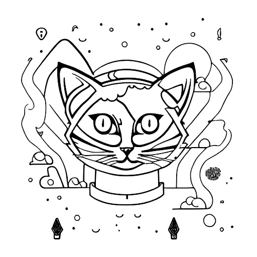 cat abducted by aliens tattoo design idea
