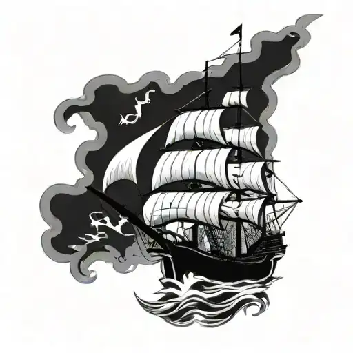 galleon warship tattoo design idea