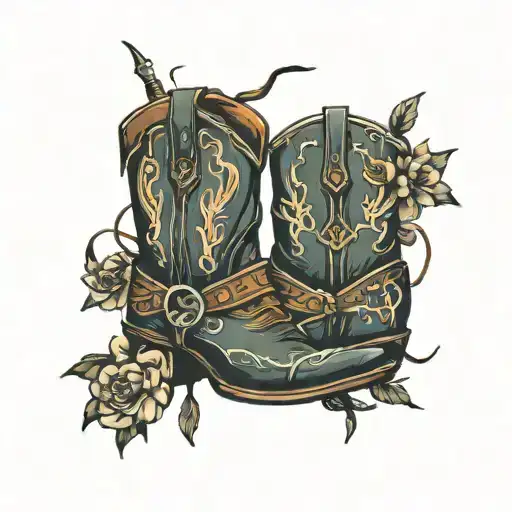 cowboy boots coding tattoo design idea