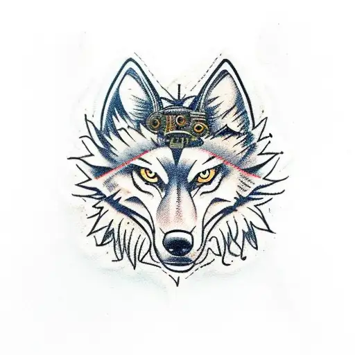 steampunk wolf tattoo design idea