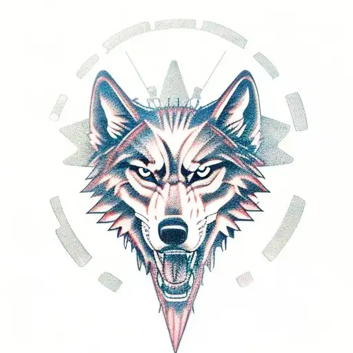 steampunk wolf full body profile howling gears instead of furpipes tattoo design idea