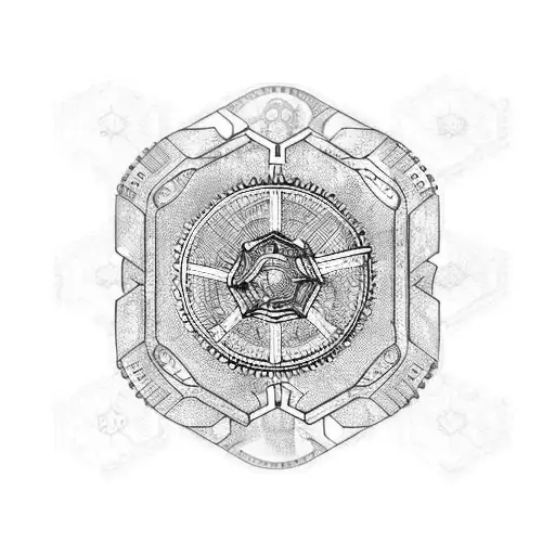 honeycomb and gears and pipes steampunk pattern tattoo design idea