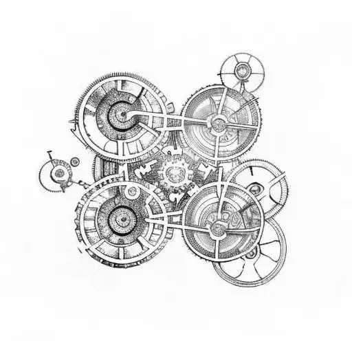 gears and pipes steampunk pattern tattoo design idea