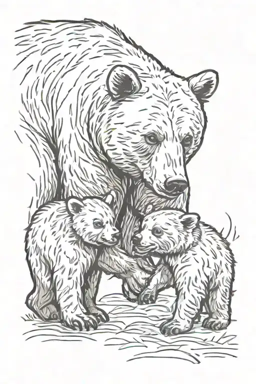 bear and cub playing tattoo design idea
