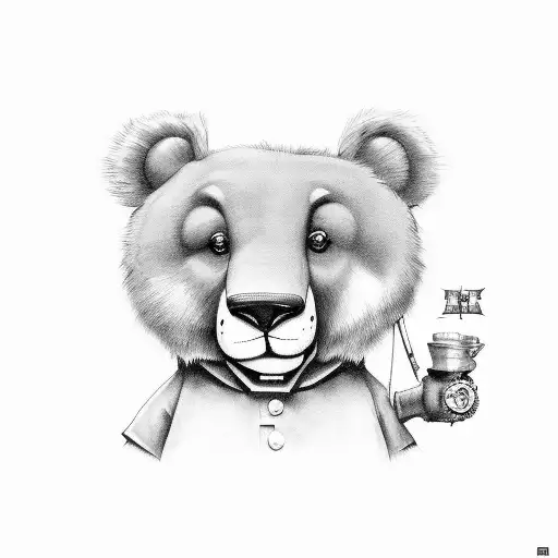 teddy with the initials TJS  tattoo design idea