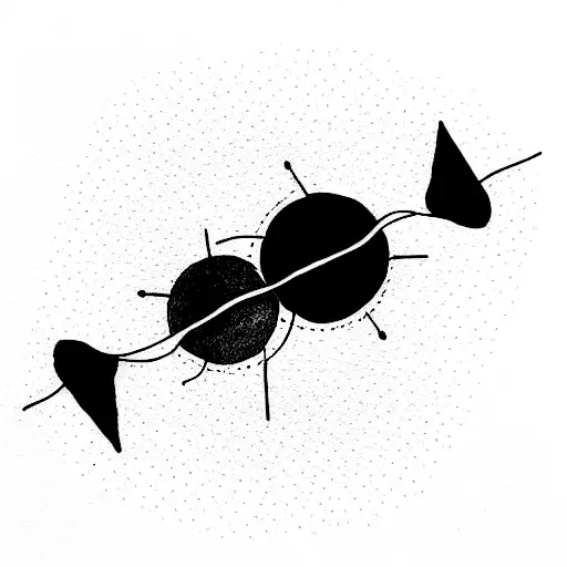 minimalistic art that symbolizes friendship, kinship of souls, brotherhood, loyalty within the entire universe and time tattoo design idea