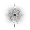 minimalistic art that symbolizes friendship, kinship of souls, brotherhood, loyalty within the entire universe and time tattoo design idea