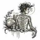 stick figure looking at the world tattoo design idea