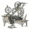 stick figure looking at the world tattoo design idea